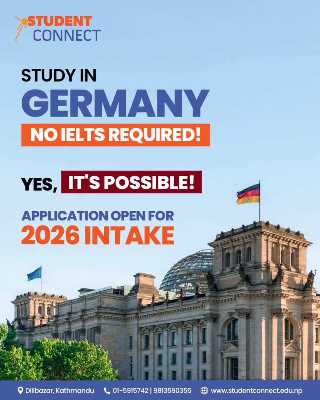 Study in Germany without IELTS from Nepal